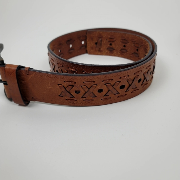 vintage Leather belt with buckle size small - Picture 7 of 8